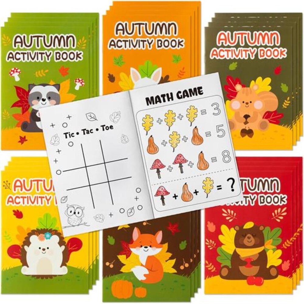 Fall Animal Activity Books for Kids - Autumn Themeβ Mini Games Coloring Book Set